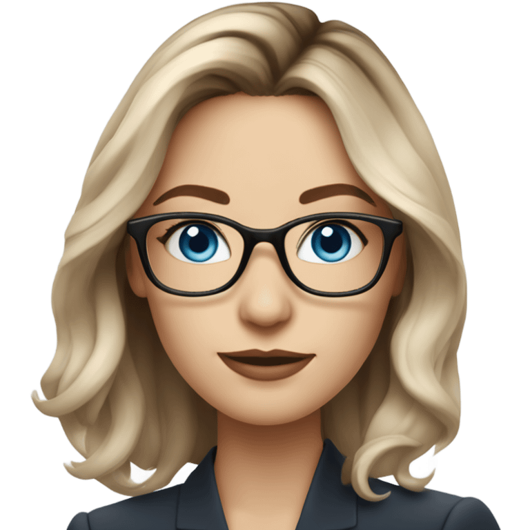 Shoulder length Balayage pale beautiful corporate woman with glasses and blue eyes emoji