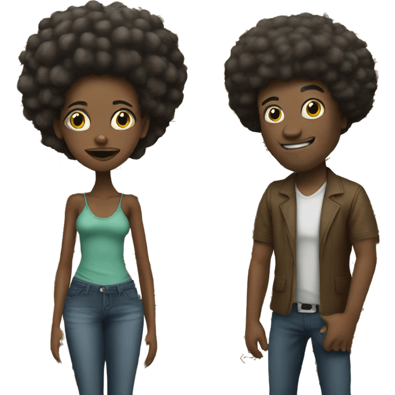 Freaky Afro girl with man emoji