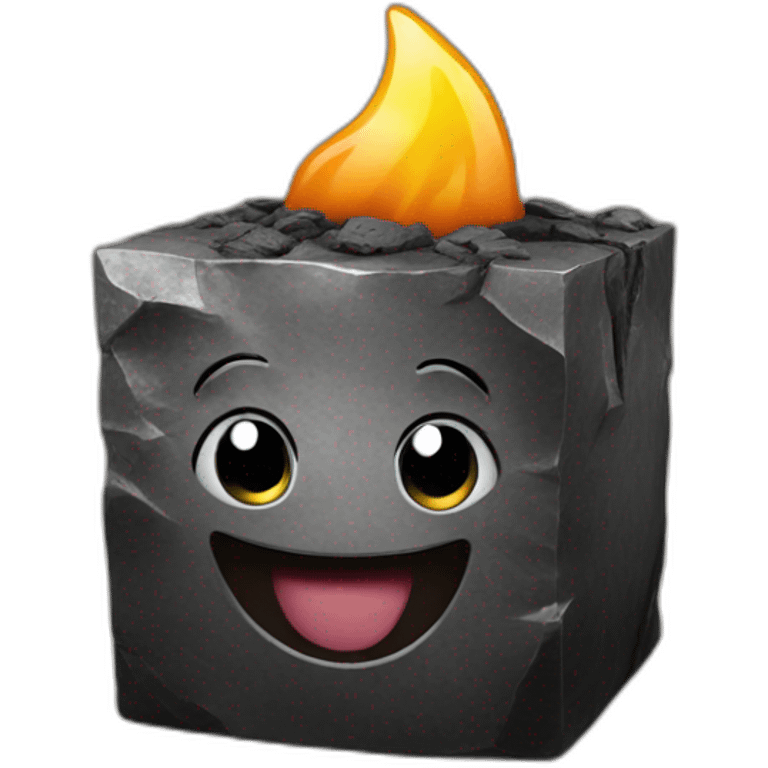 coal cube with face laughing emoji