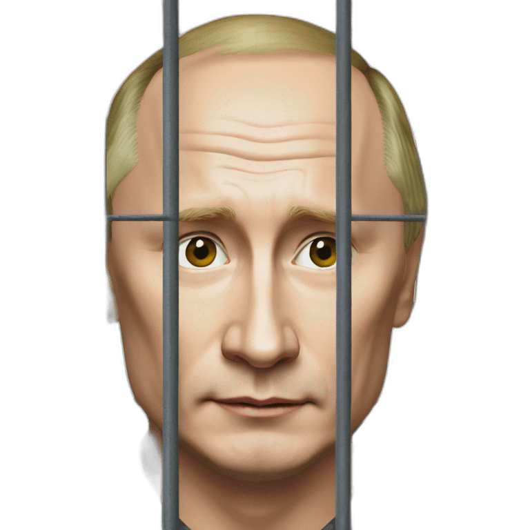 Putin sits behind a metal grid emoji