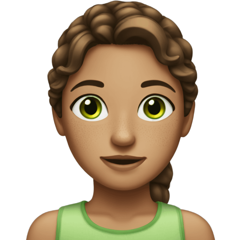 Freckles brown hair and green eyes girl  emoji