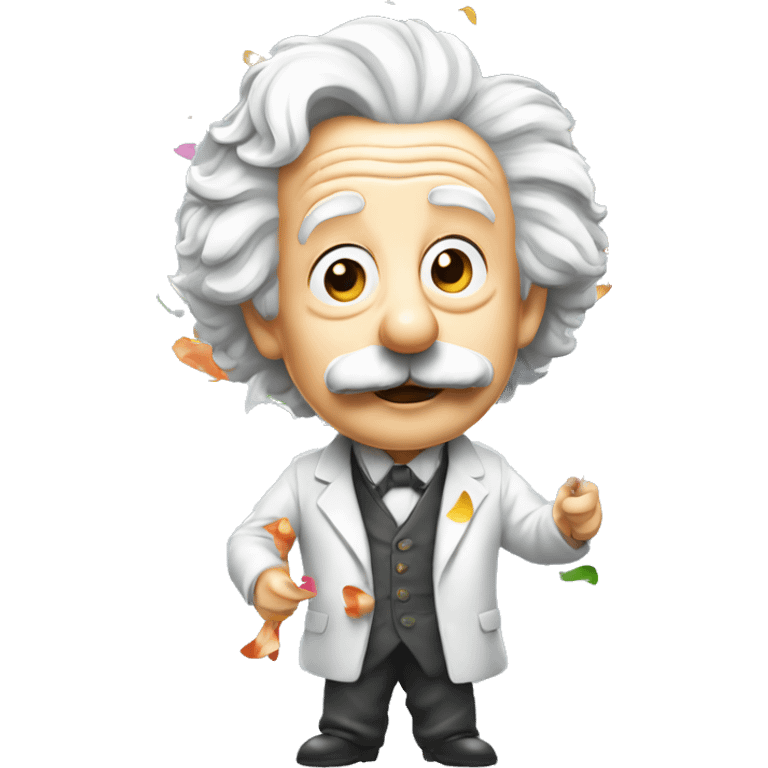 happy albert einstein shooting colorful confetti popper emoji