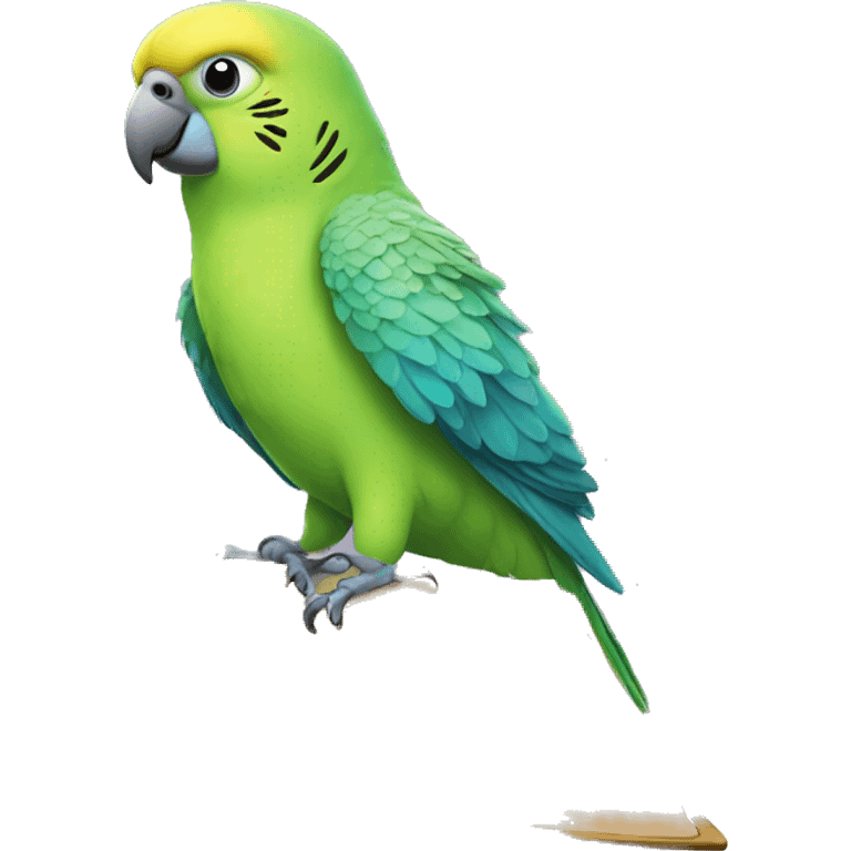 parakeet with giant book emoji