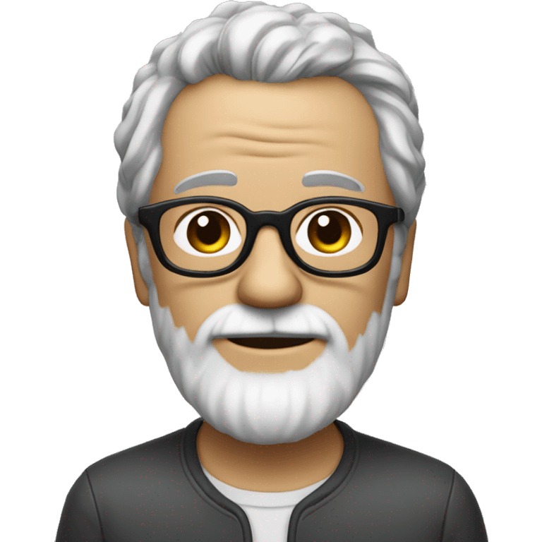 Man with thinning salt and pepper hair and glasses with a gray shitzu  emoji