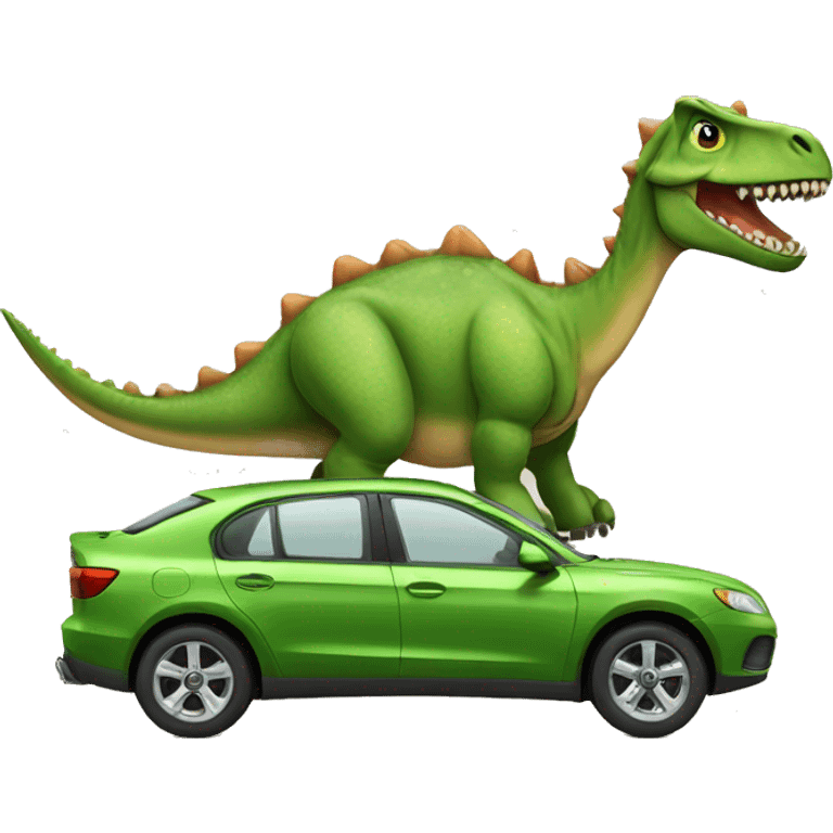 Car with big dinosaur emoji