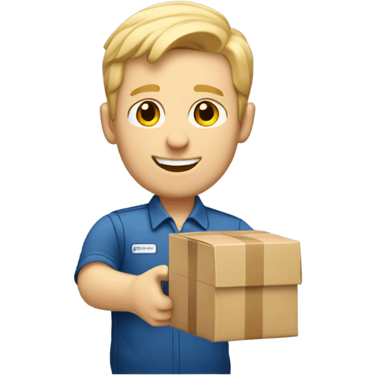 white male mail carrier with blond hair and with a package emoji