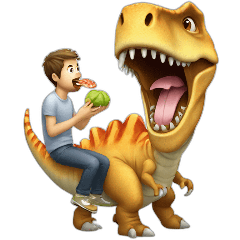 crazy man eating perogis on a dinosaur emoji