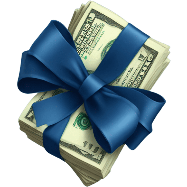 dollars in a dark blue bow emoji