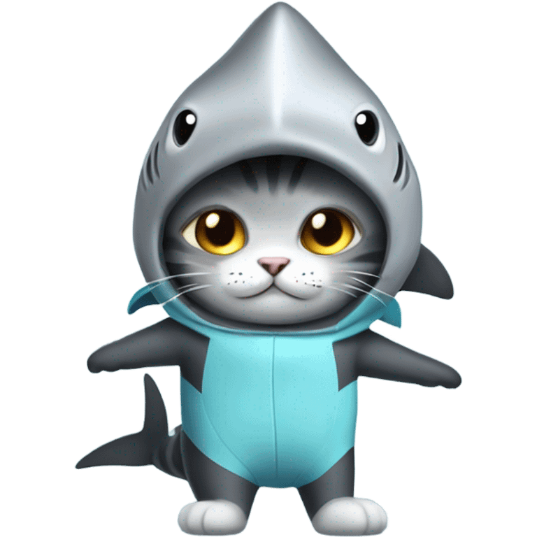 Cat wearing a shark costume emoji