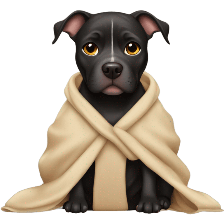 Black pitbull with brown eyes wearing robe emoji