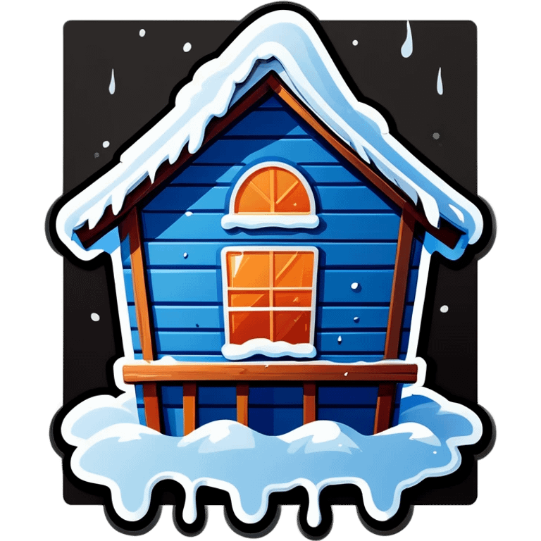 Blue wooden hut, in winter emoji