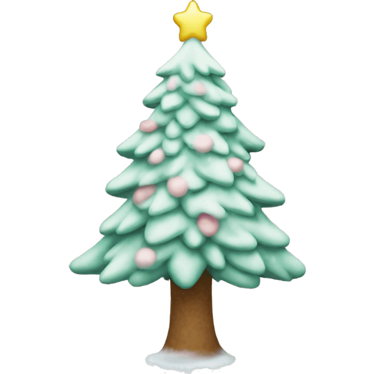 Pastel Christmas tree with snow on it emoji