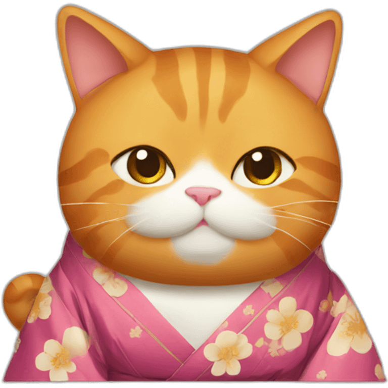 Fat ginger cat wearing a kimono emoji