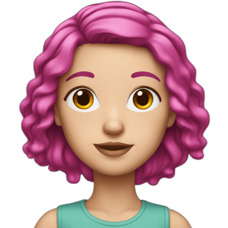 White girl with a magenta hair emoji