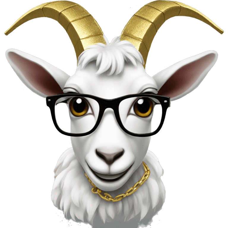 Goat with a gold chain and glasses emoji