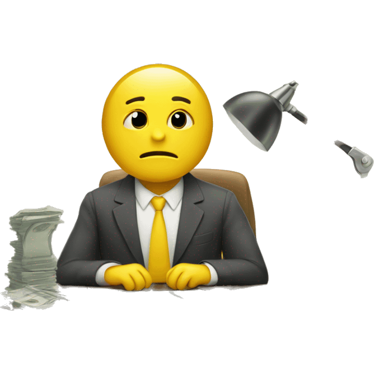 working hard for money desk yellow character emoji