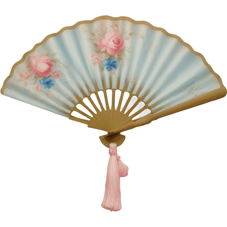 Rococo hand fan white pink and blue  emoji