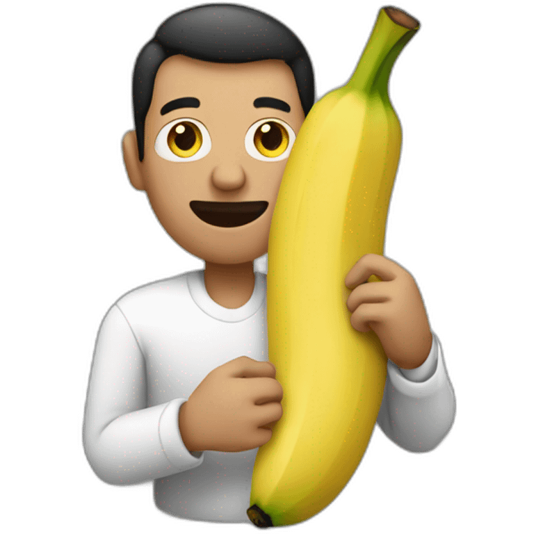 A man holding a banana emoji