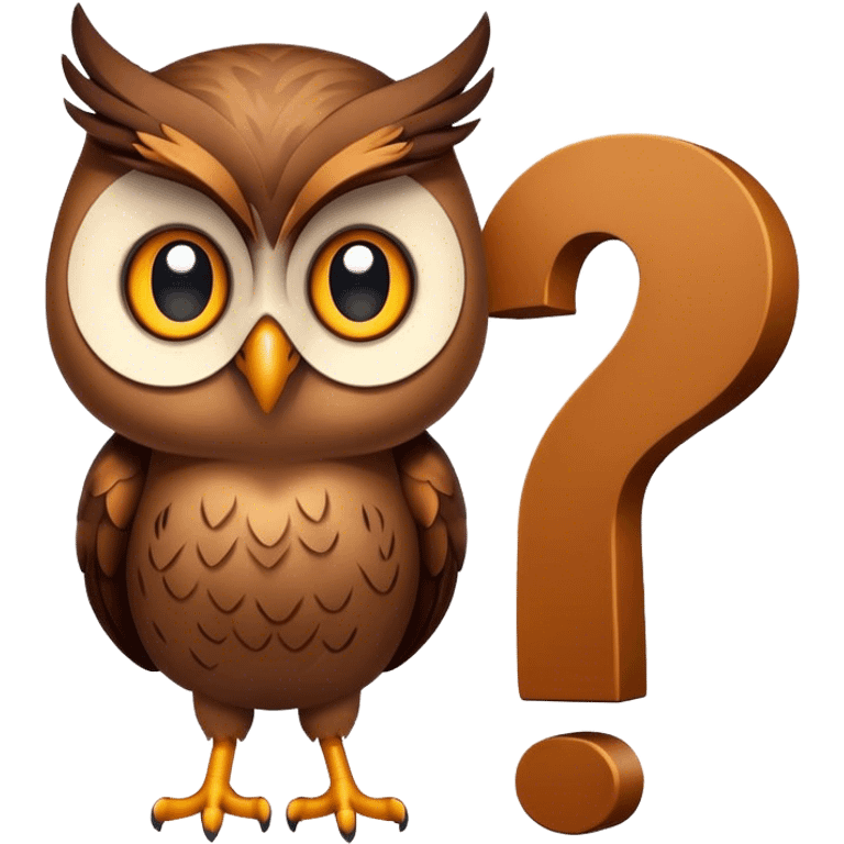 Owl beside a question mark emoji