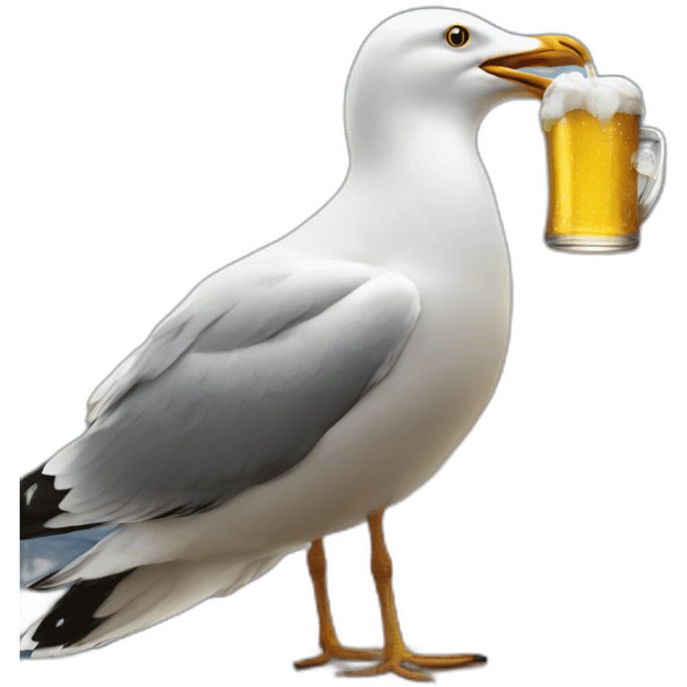 Seagull smoking and drinking a beer emoji