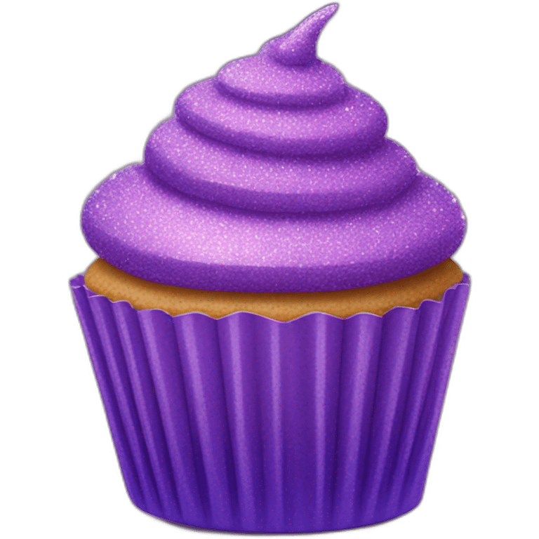 Happy purple glittery cupcake  emoji