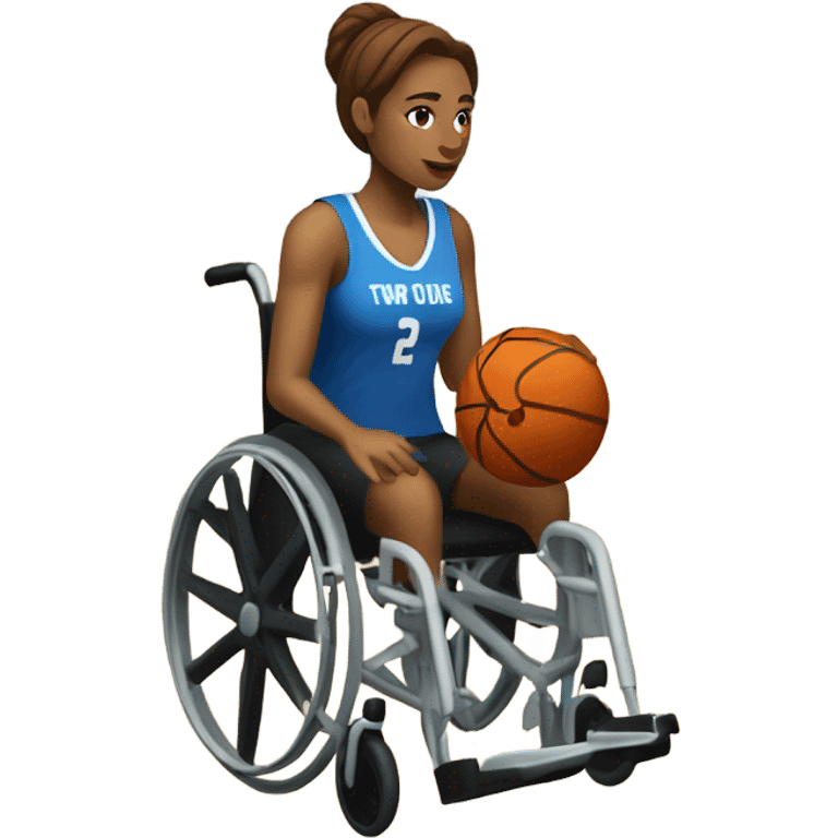 A white woman in a wheelchair playing basketball emoji