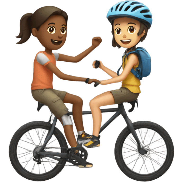 Boy an girl riding gravel bikes  emoji