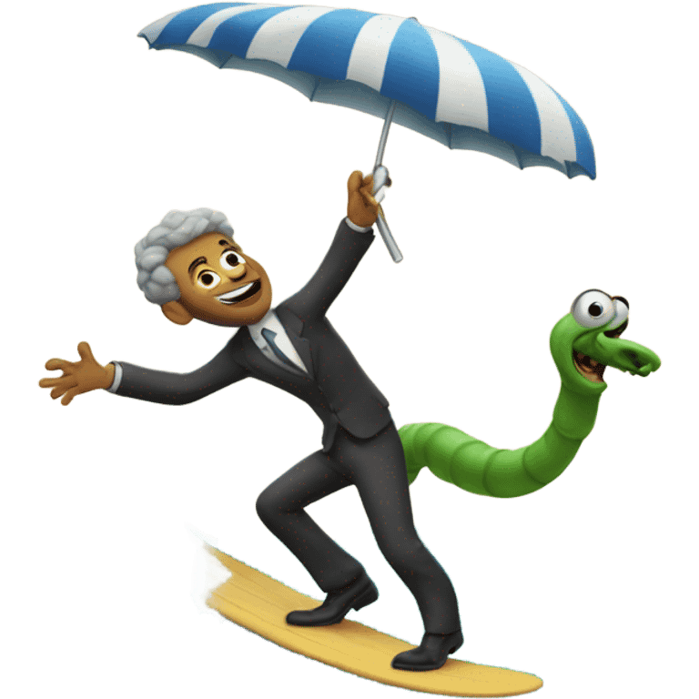 Worm surfing with a Jewish man emoji