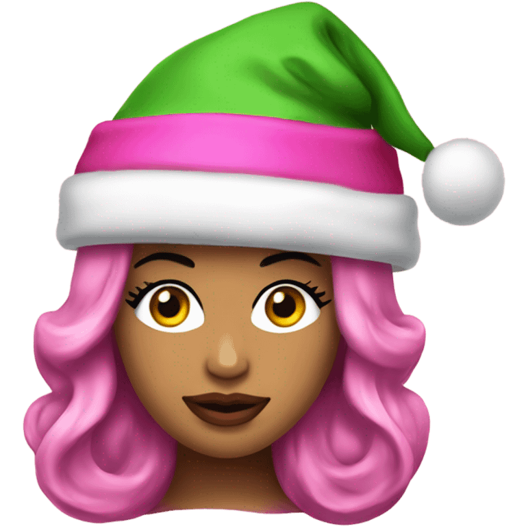 Nicki Minaj in a Christmas hat emoji