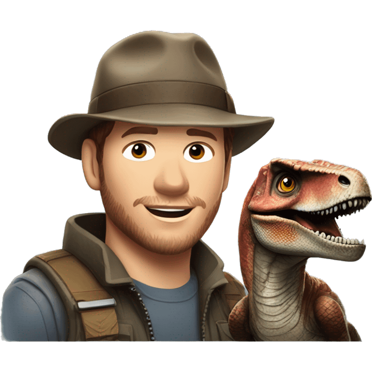 Chris pratt from Jurassic world with raptor emoji