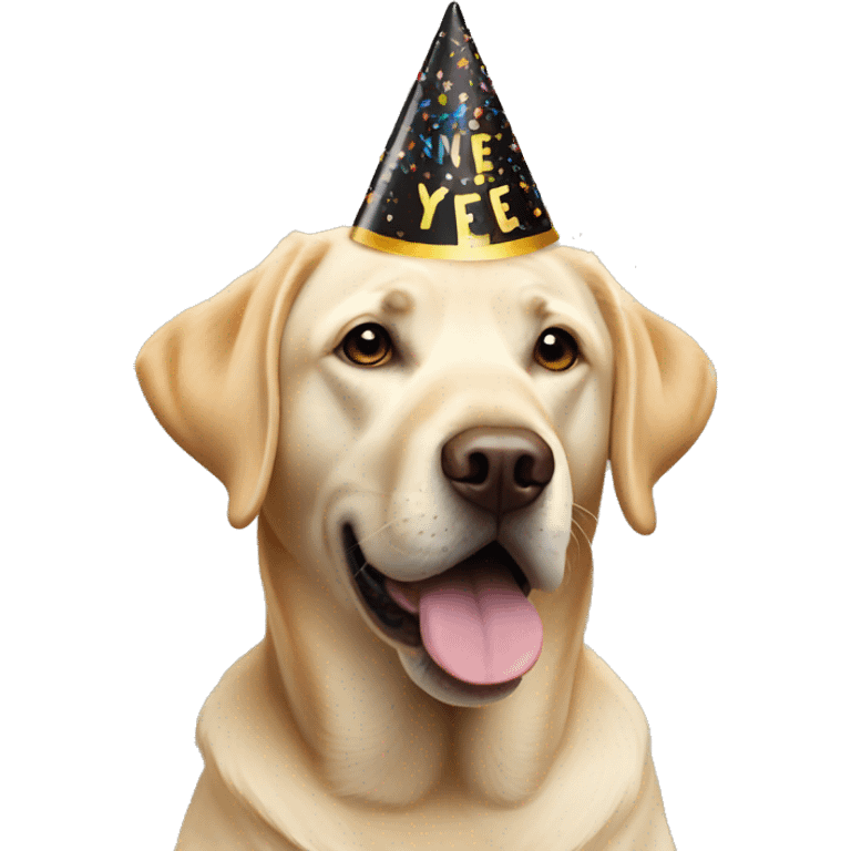 Labrador wearing new years eve Party hat emoji