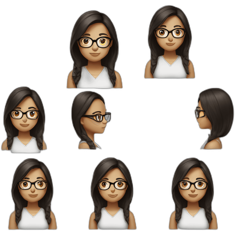 college girl with glasses and black to brown hair emoji