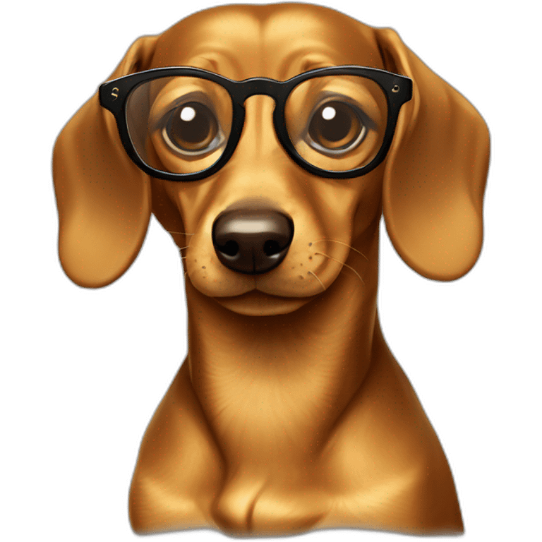 Dachshund gold with glases emoji