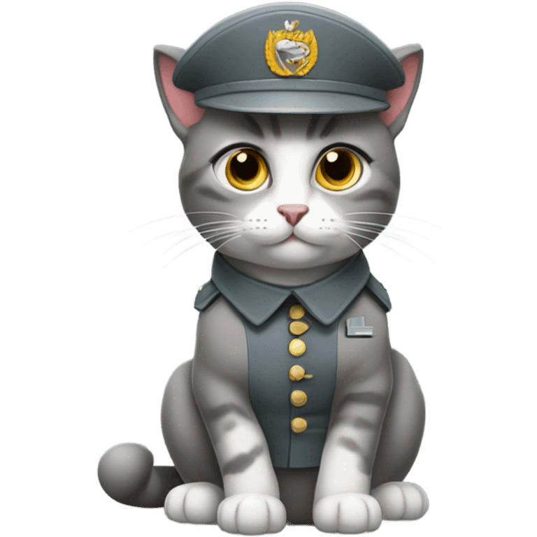 gray cat in the army emoji