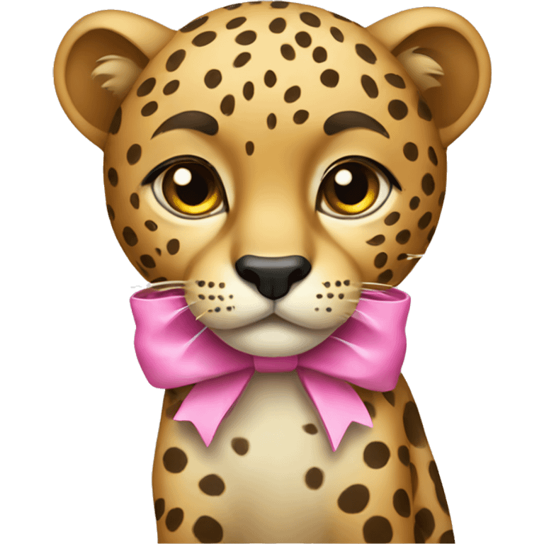 Cheetah with a pink bow  emoji