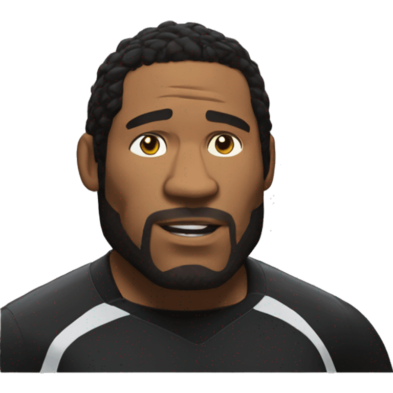 ufc referee herb dean shrugging his shoulders with a black shirt emoji