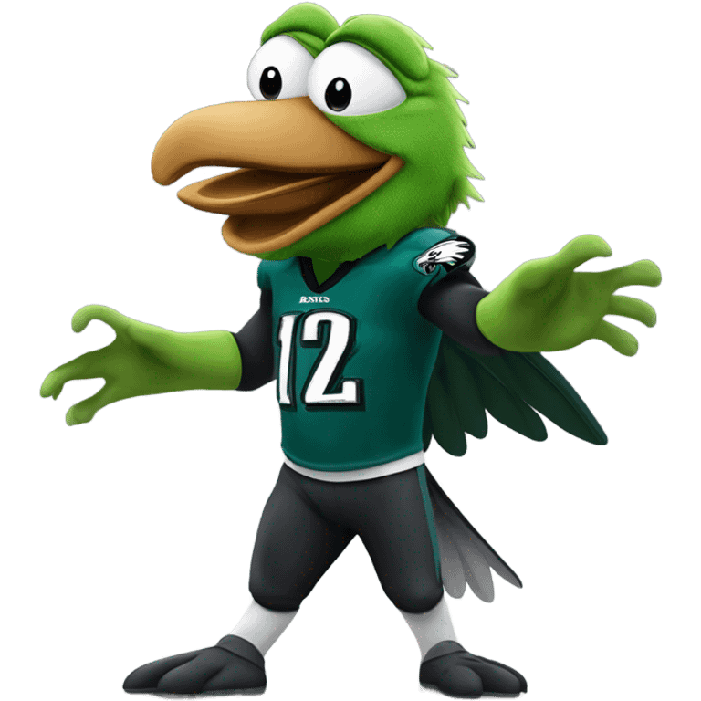 Philadelphia eagle attavking Kermit the frog emoji