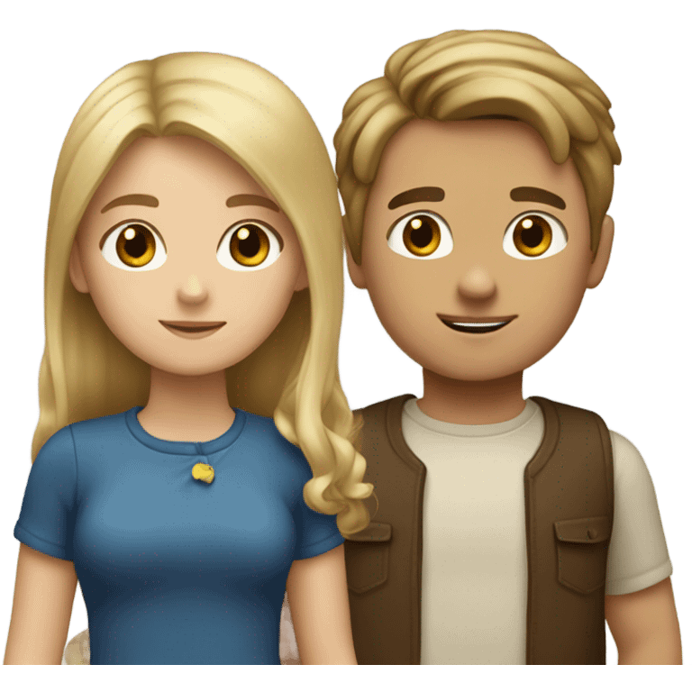 Girl with blond hair and boyfriend with briwn hair  emoji