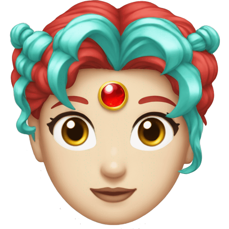 Sailor Moon with Bright Red Hair and Aqua eyes emoji