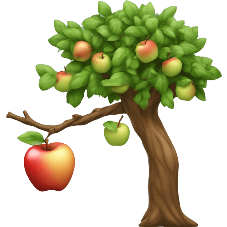 make the emoji display a tree with a branch hanging towards the ground with an apple that is almost touching the ground emoji