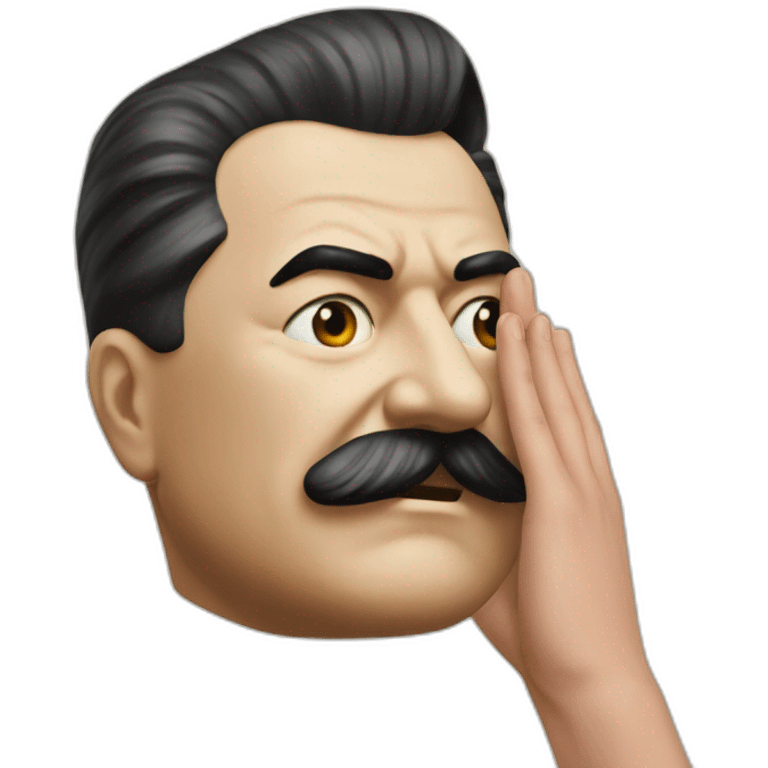 Stalin covers his face with his hand emoji