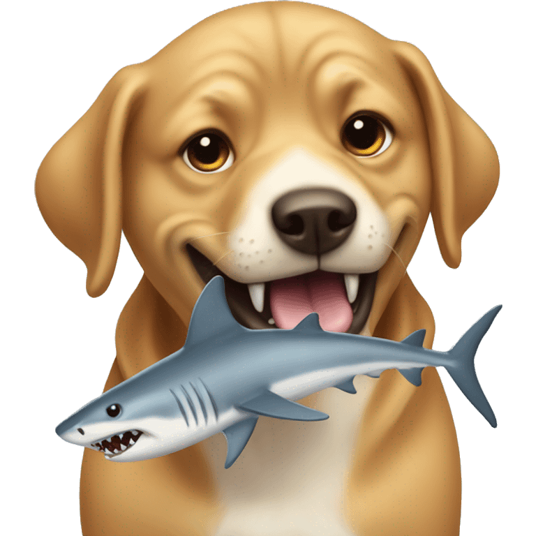 dog eating shark emoji