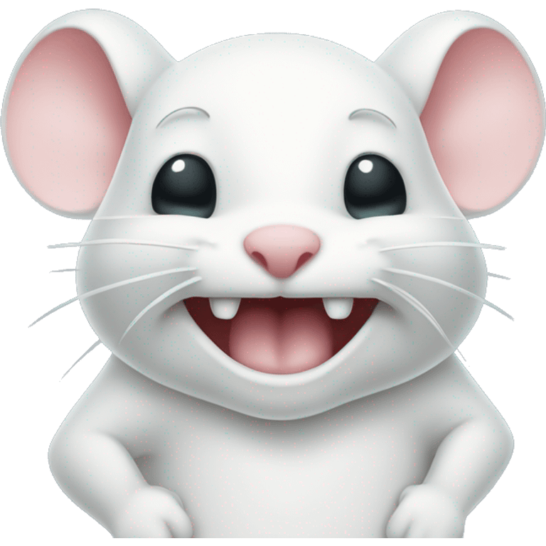 cute white mouse holding a tooth emoji