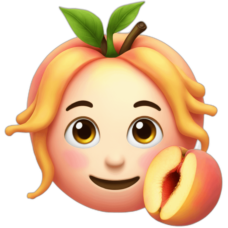 realistic peach with worm emoji