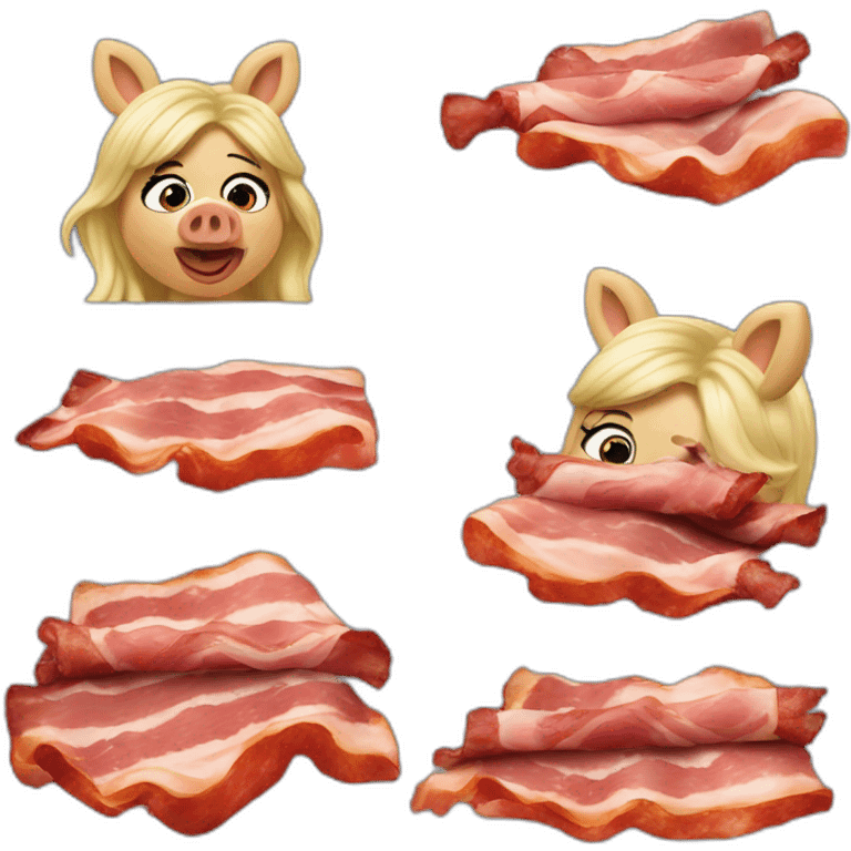 Miss Piggy being turned into bacon emoji