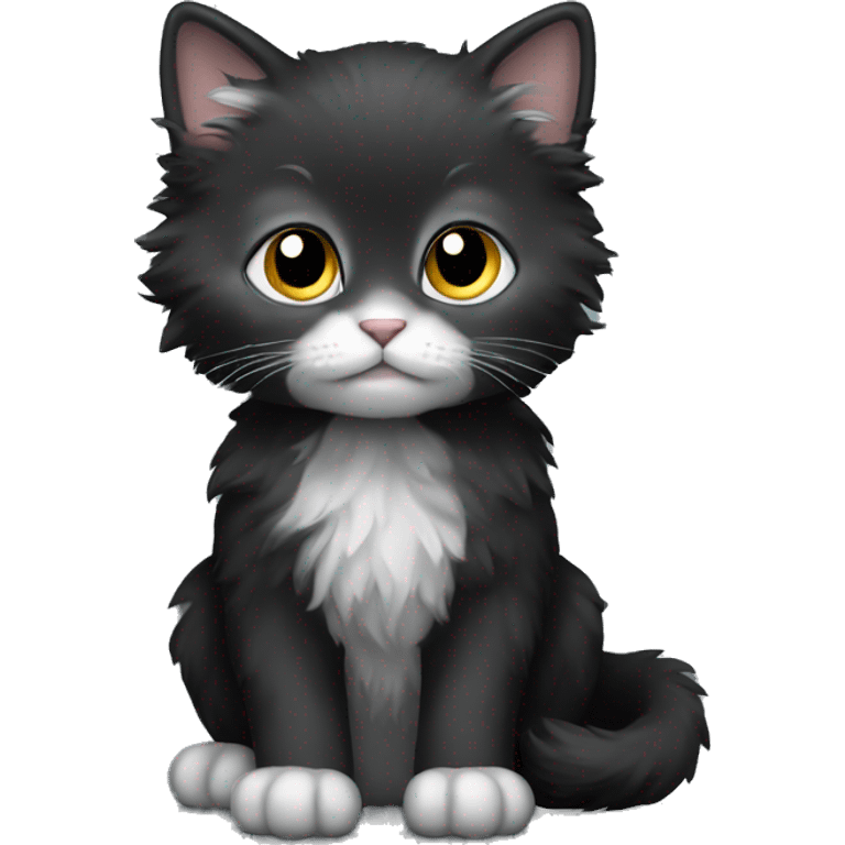 Black fluffy kitten with some gray  emoji