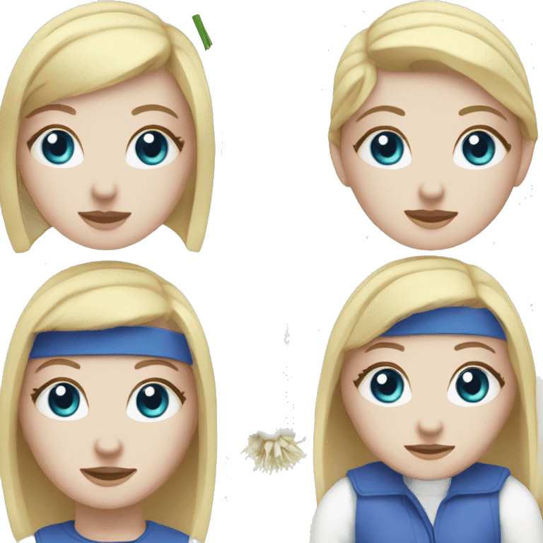 white girl with blue eyes spring onion from both sides emoji