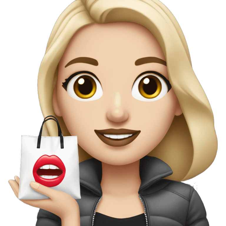 a white girl hoding a sephora bag emoji