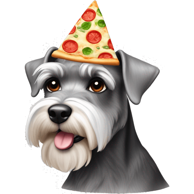 Schnauzer silver with a pizza hat emoji