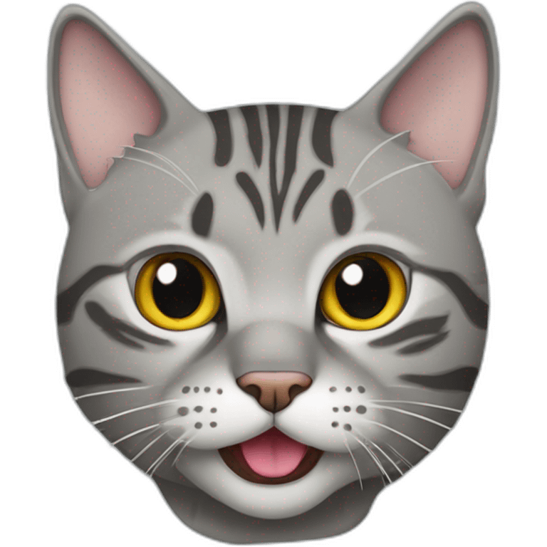 a Scottish outspoken grey tabby cat with a tongue sticking out of its mouth halfway emoji